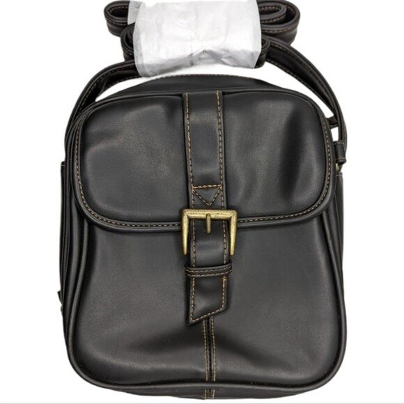 Sag Harbor Black Crossbody Leather Satchel - Picture 1 of 7